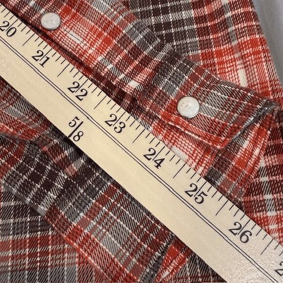 NWT SIMMS Gallatin Long Sleeve Flannel Shirt Orange Plaid Pearl Snap Size Medium - Picture 15 of 16
